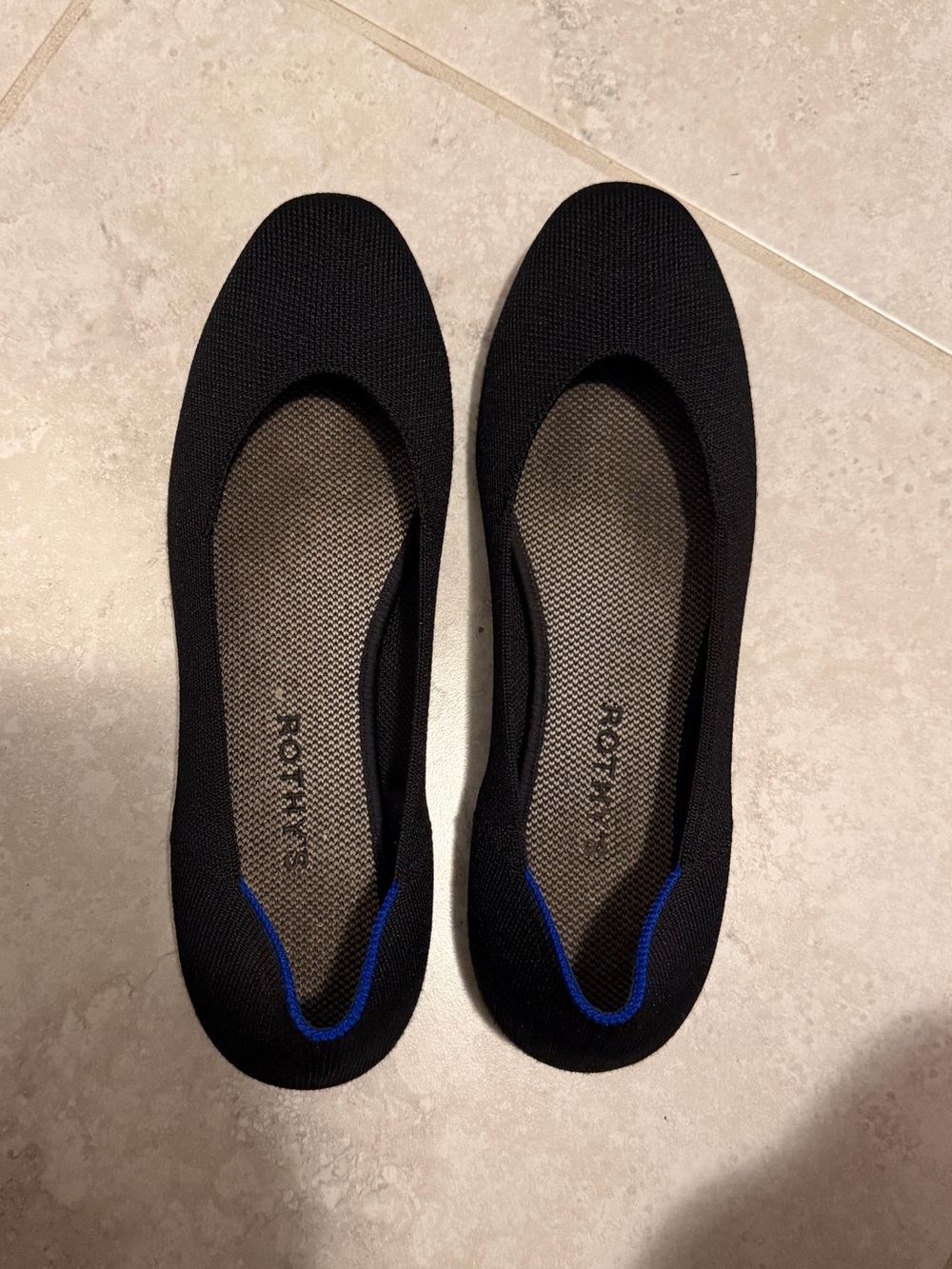 Rothy’s Max Square Knit Women's Flats in black W9.5